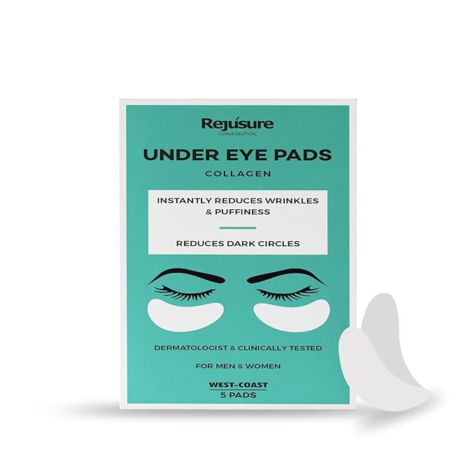 Rejusure Under Eye Pads With Collagen Instantly Reduces Wrinkles, Puffiness, Dark Circles for Men & Women – 5 Pads