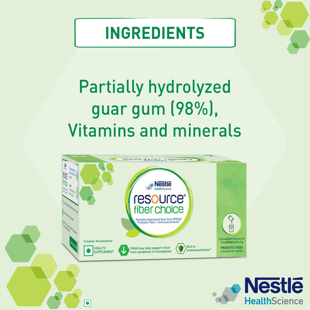 Resource Nestle Fiber Choice | Partially Hydrolyzed Guar Gum (Phgg), Prebiotic Fiber + Immunonutrients* | Contains 14 Sachets | 86.8g