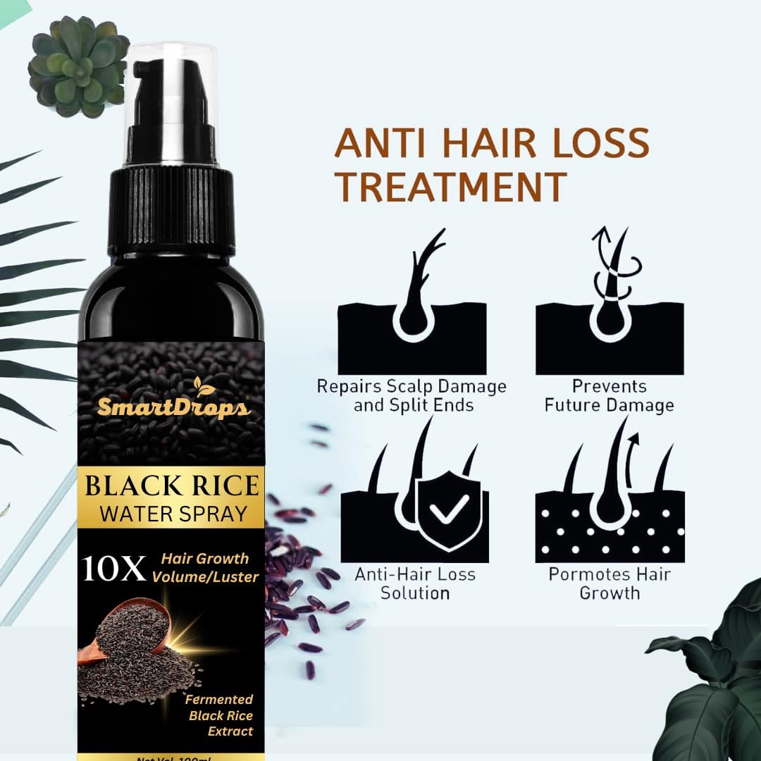 Smartdrops Rice Water Spray for Women & Men, for Hair Growth Thinning Hair and Hair Loss Control Spray 100 ml (Pack Of 1)