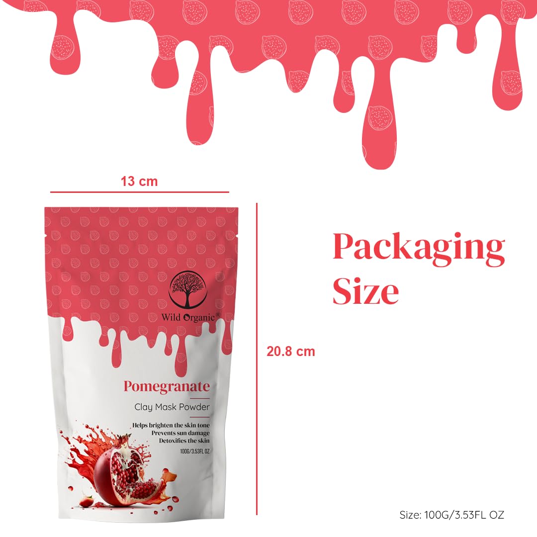 Wild Organic Pomegranate Clay Mask Powder - 100 gms