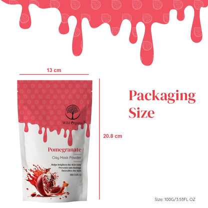 Wild Organic Pomegranate Clay Mask Powder - 100 gms