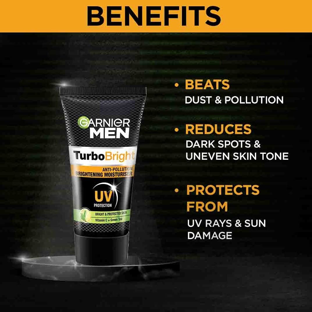 Garnier Men, Liquid Moisturiser, Brightening And Anti-Pollution, Turbobright, 40 G