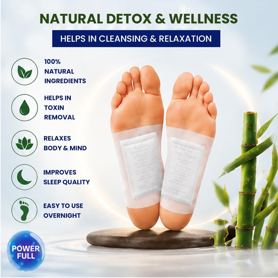 Shatras Herbal Foot Patch for Detox & Relaxation | Overnight Foot Pads for Tired Feet | Natural Ingredients for Sleep Aid, Pain Relief, Toxin Removal with Bamboo Vinegar Foot Patches with Adhesive Sheets-20 Pieces (PACK OF-1)