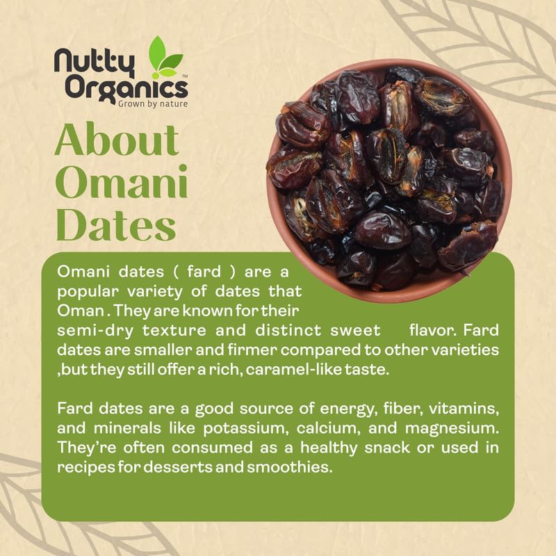 NUTTY ORGANICS Seedless Omani Dates 500 gm – Hygienically Vacuum Packed, Soft & Naturally Sweet | Healthy Snack