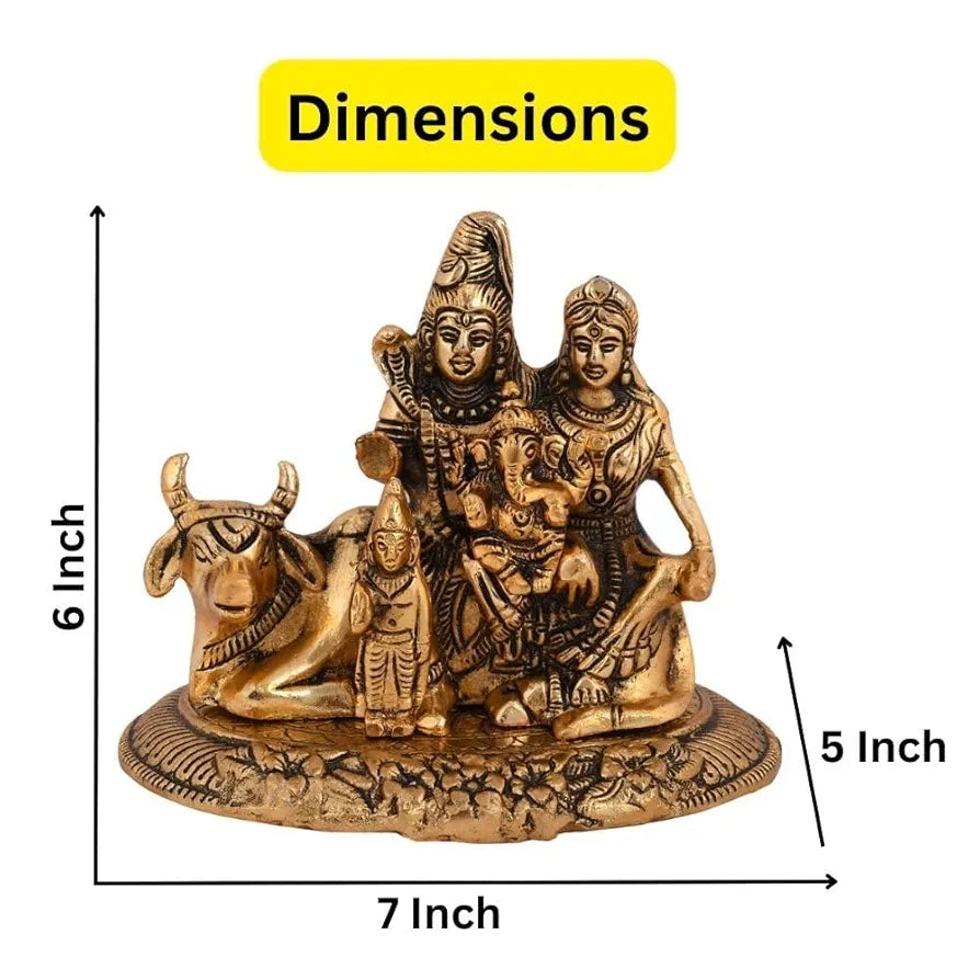 Handcrafted Shiva Parvati Ganesh Idol Shiv Parivar Murti Statue Sculpture Lord Shiva Idols Family Sitting On Nandi Showpiece