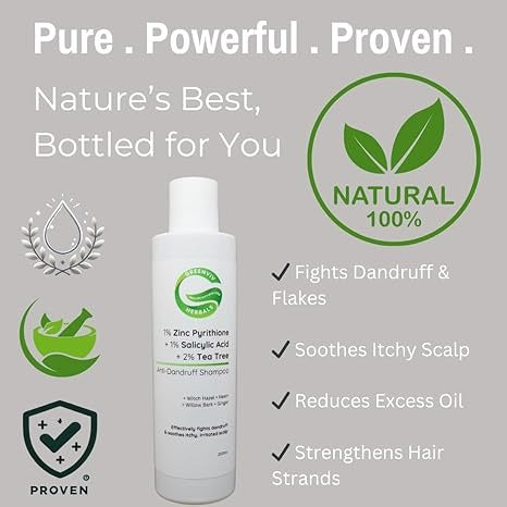 Greenviv 1% Zinc Pyrithione + 1% Salicylic Acid + 2% Tea Tree Anti-Dandruff Shampoo - 200 ml