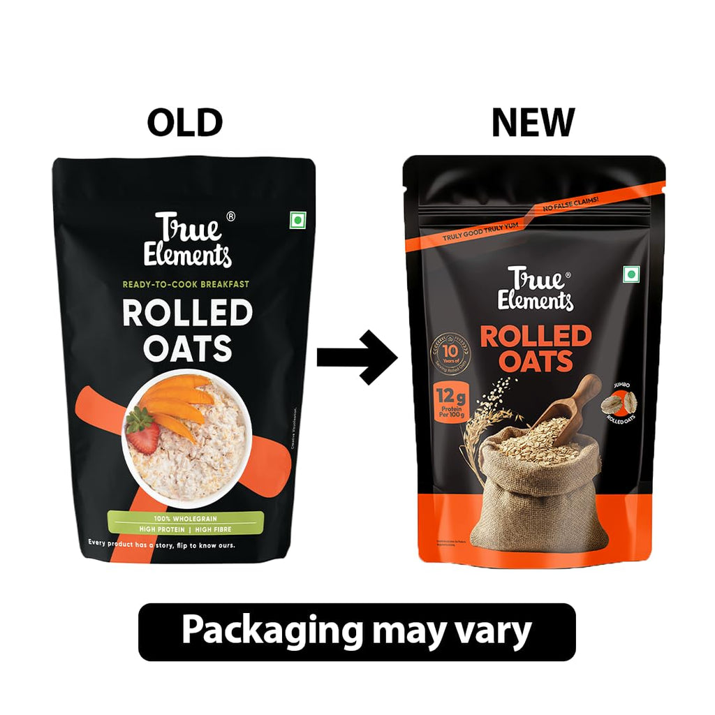 True Elements Rolled Oats 1.2kg - Monthly pack | Wholegrain High Fibre, High protein Oats | Keeps You Fuller Longer | Perfect for overnight oats, smoothies & baking