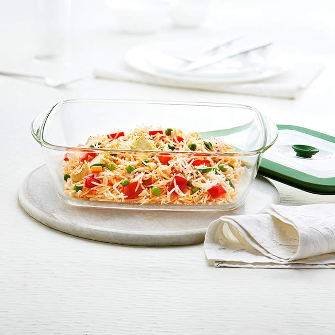 Borosil Glass Dish With Lid | 2600ml | Transparent