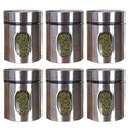 Femora Kitchen Storage Jars Steel Body With See Through Window Jar | 300 Ml | Pack of 6