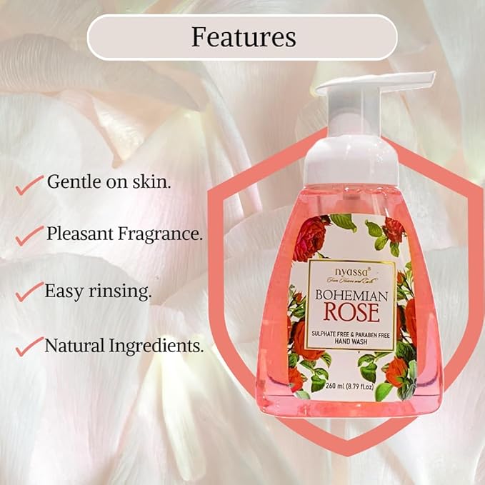 Nyassa Luxury Bohemian Rose Foaming Handwash - 260 Ml | Premium Liquid Hand Wash