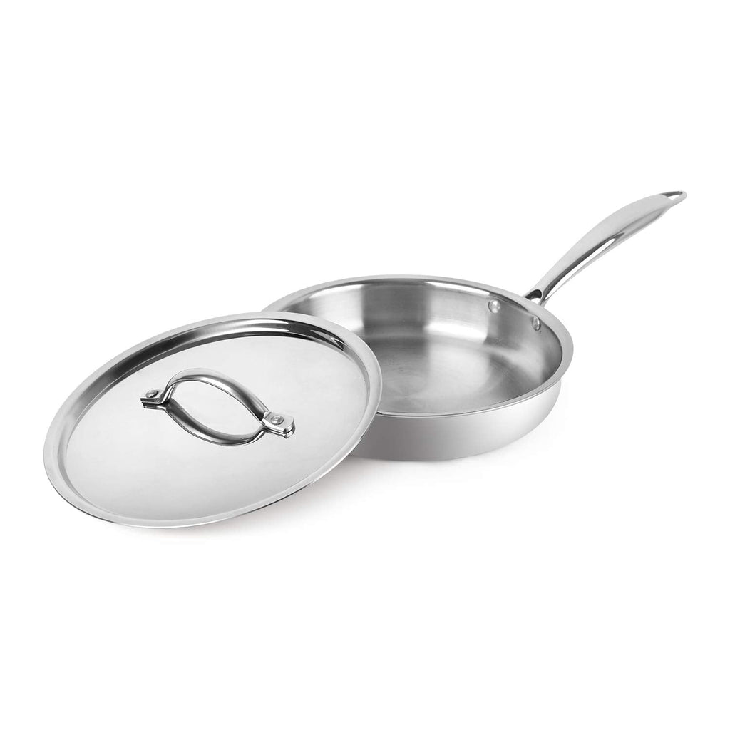 Cello Armour Induction Base Tri-ply Fry Pan With Stainless Steel Lid Flame Proof | Durable & Rust-resistant