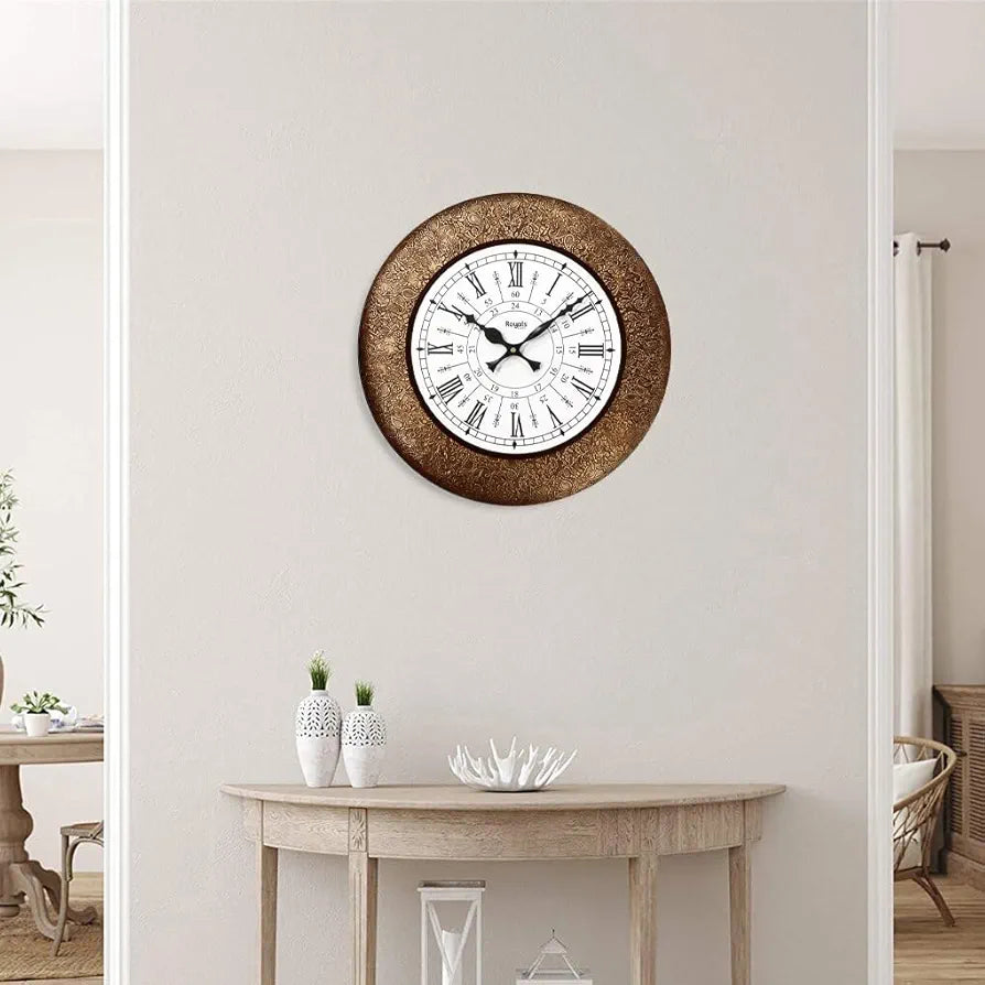 RoyalsCart Analog Wall Clock For Elegant Clock Size - 16 X 16 Inches Gold