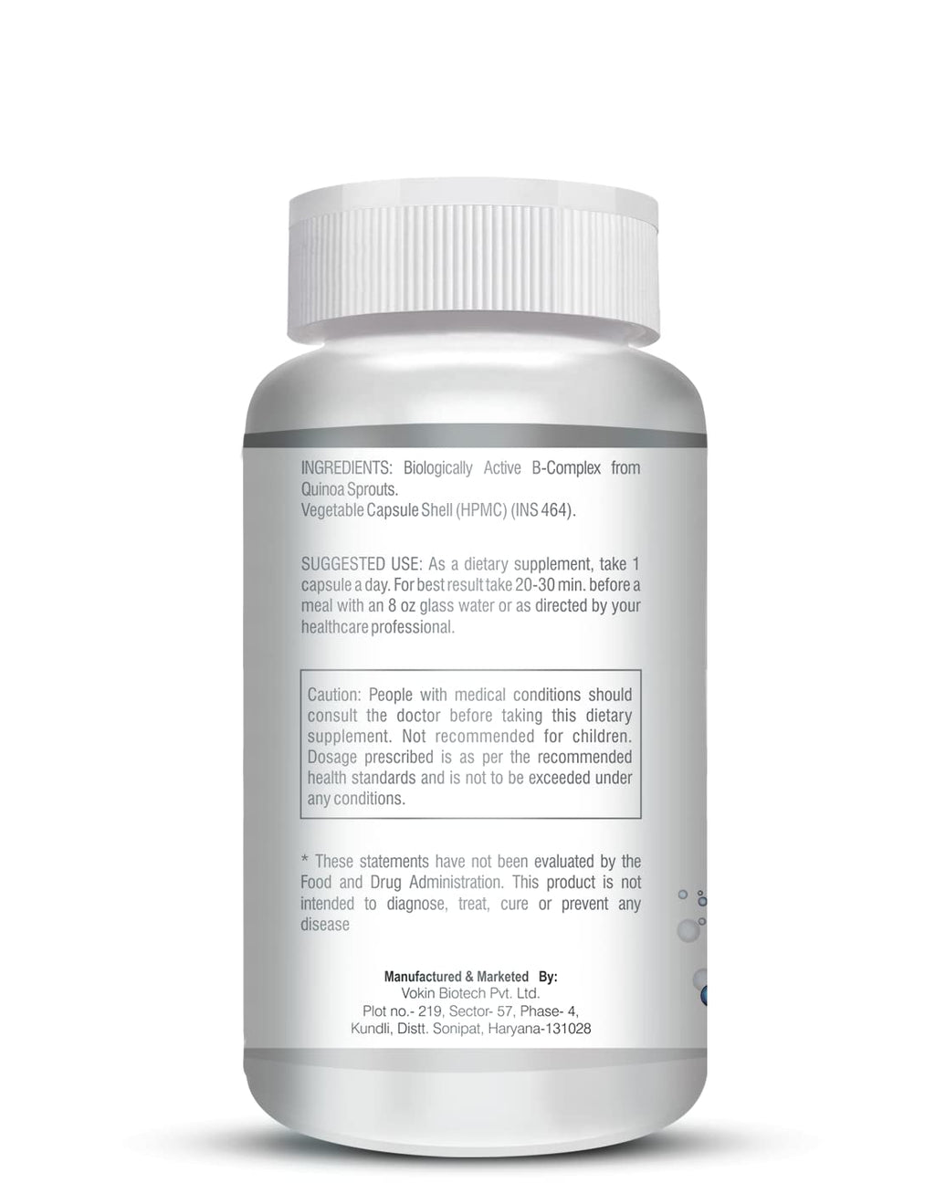 Vokin Biotech 100% Natural Vitamin B-Complex - Quinoa Sprout - 90 Capsules