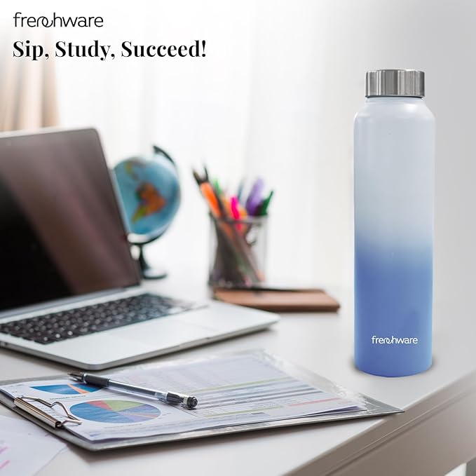 Frenchware Water Bottle 1 Litre, Stainless Steel, Premium SS 304, Ocean Blue & Pearl | Easy-to-Clean