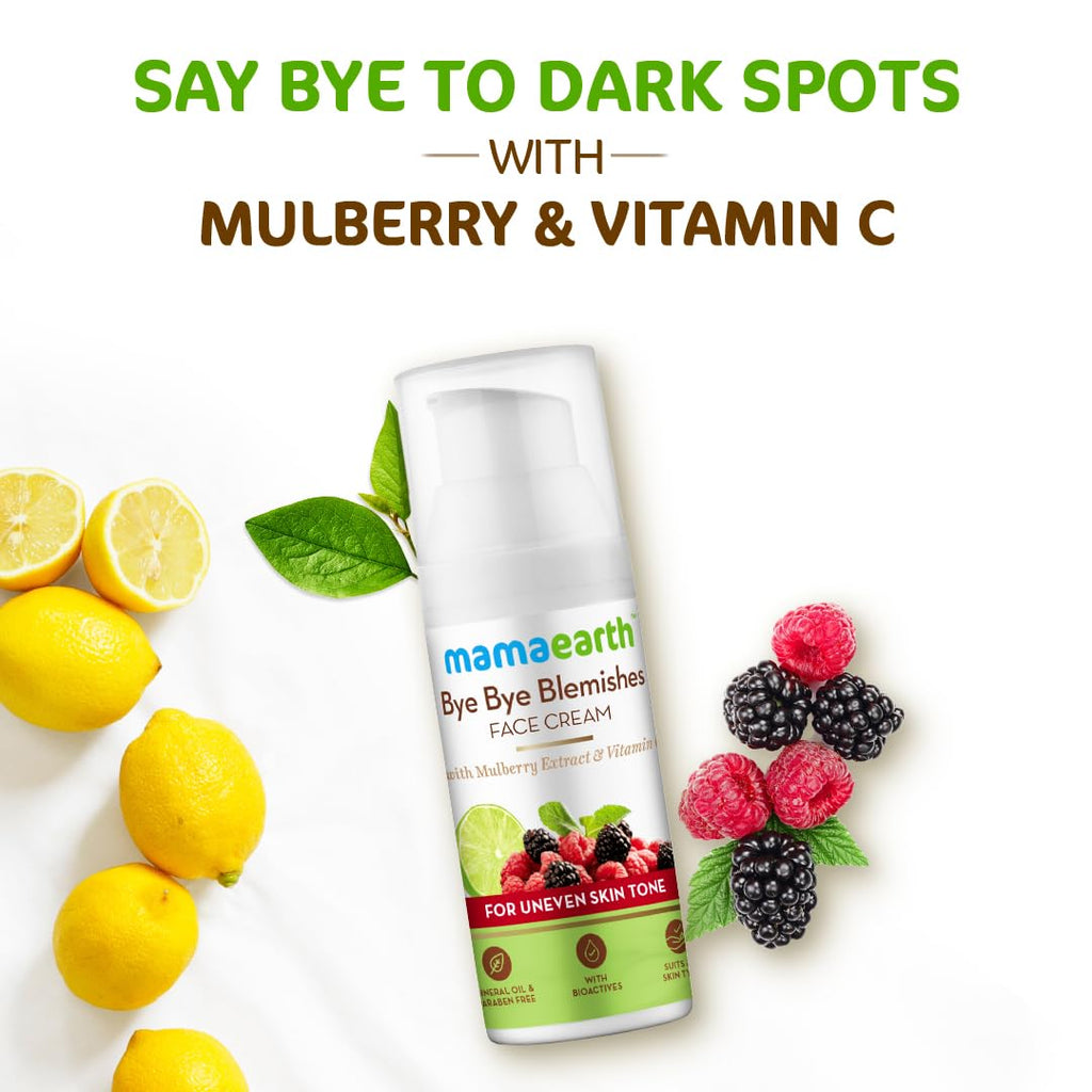 Mamaearth Bye Bye Blemishes* Face Cream, For Pigmentation & Blemish Removal, With Mulberry Extract & Vitamin C - 30 g
