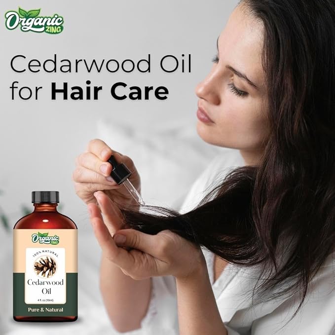 Organic Zing Cedarwood Essential Oil Skin for Skin, Face, Hair Care, Aromatherapy, Diffuser, Conditioner - 118 Ml