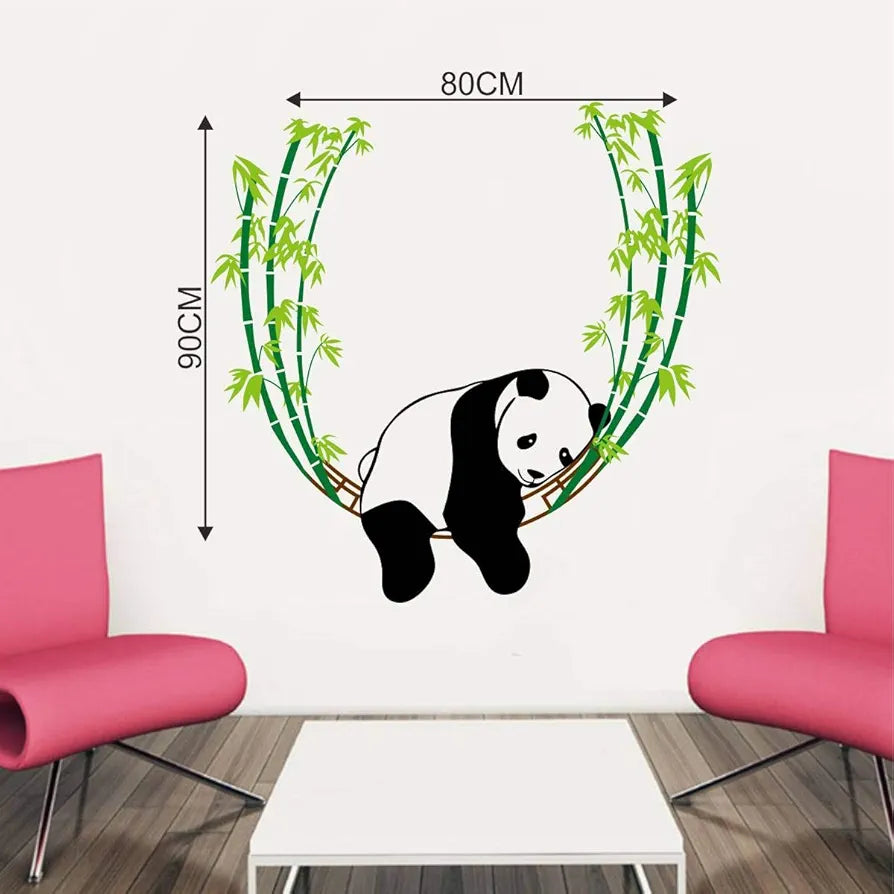 Decal O Decal Vinyl Panda On Swing Animal Self Adhesive Wall Stickers