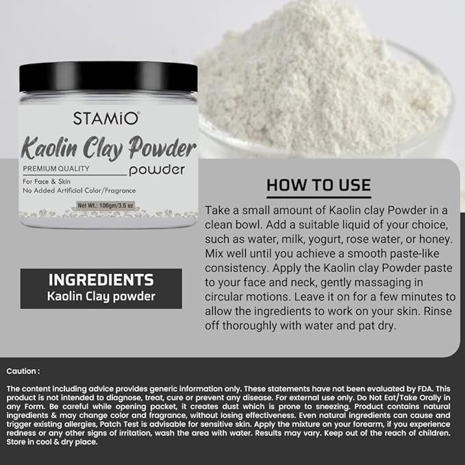 Stamio Kaolin Clay Powder - 100 gms