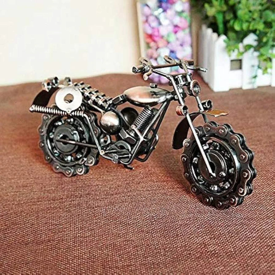 CrazyCrafts Metal Motor Bike Miniature Showpiece Large Silver