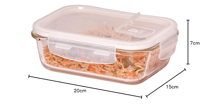 Femora Borosilicate Rectangular Glass Food Storage Container With Air Vent Lid | Set of 3 Pieces | 400 Ml, 620 Ml, 1000 Ml
