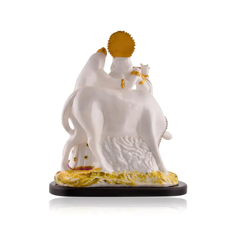 CraftVatika Radha Krishna Murti Idol Marble Dust Radhe Krishna with Cow Statue