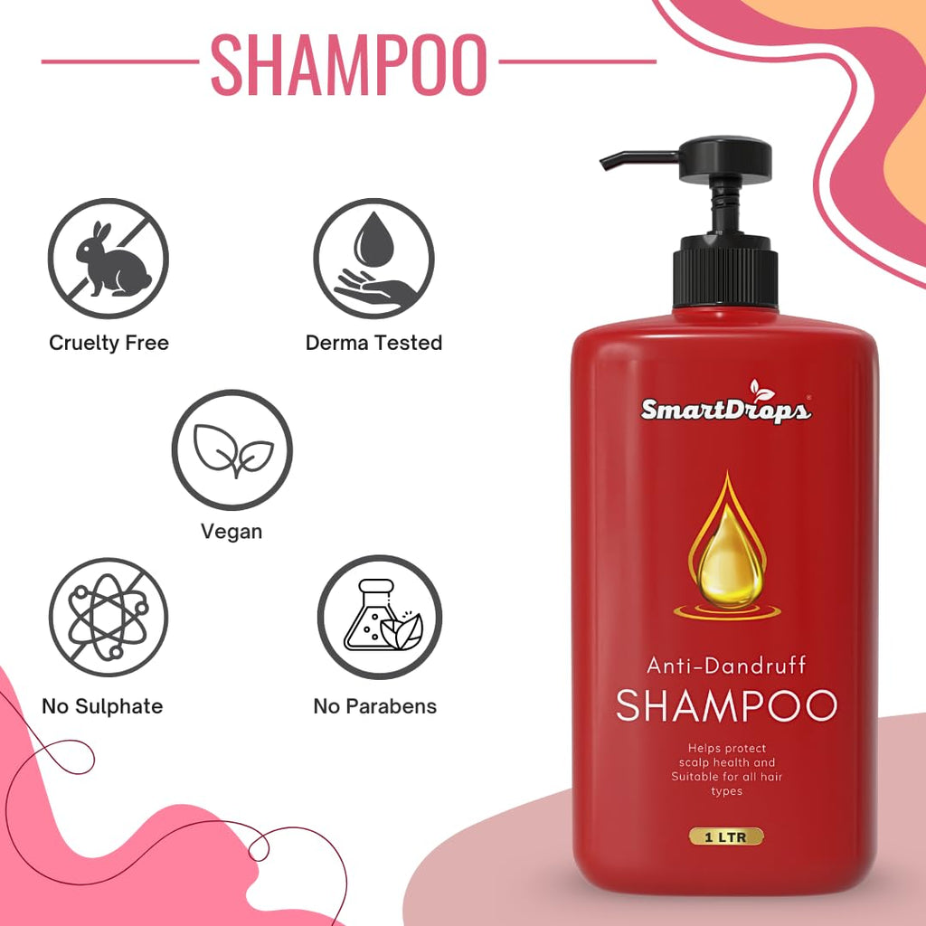 Smartdrops Keratin Shampoo | Smooth Scalp Shampoos | Shampoo 1 litre | Anti dandruff shampooo for women and men | Suitable for Regular Hair Wash and Scalp Care | Pack 1