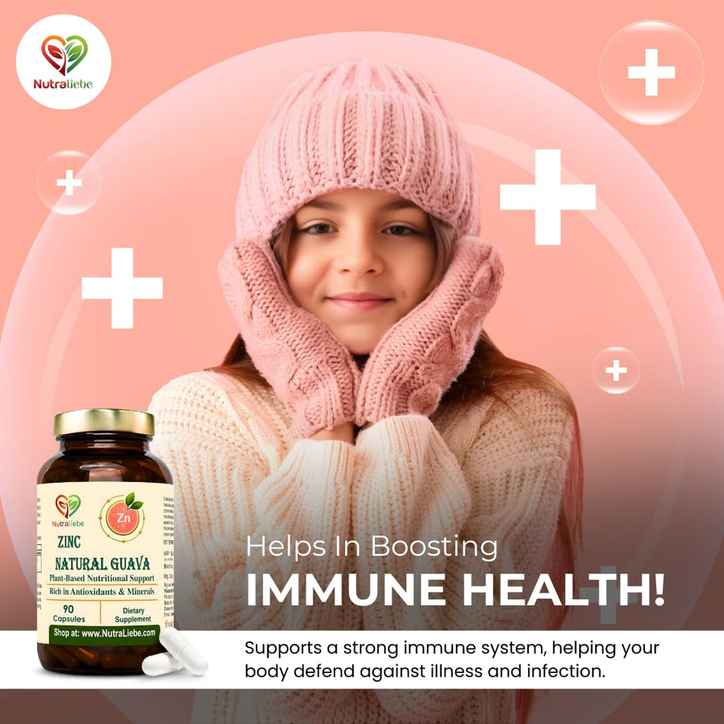 Nutraliebe Natural Zinc from Guava Extract – Plant-Based Immune & Skin Support – Gentle Absorption – 90 Vegetarian Capsules