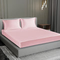 Cloth Fusion Satin Elastic Fitted Bedsheet for Double Bed King Size with 2 Pillow Covers H603 280 TC Baby Pink