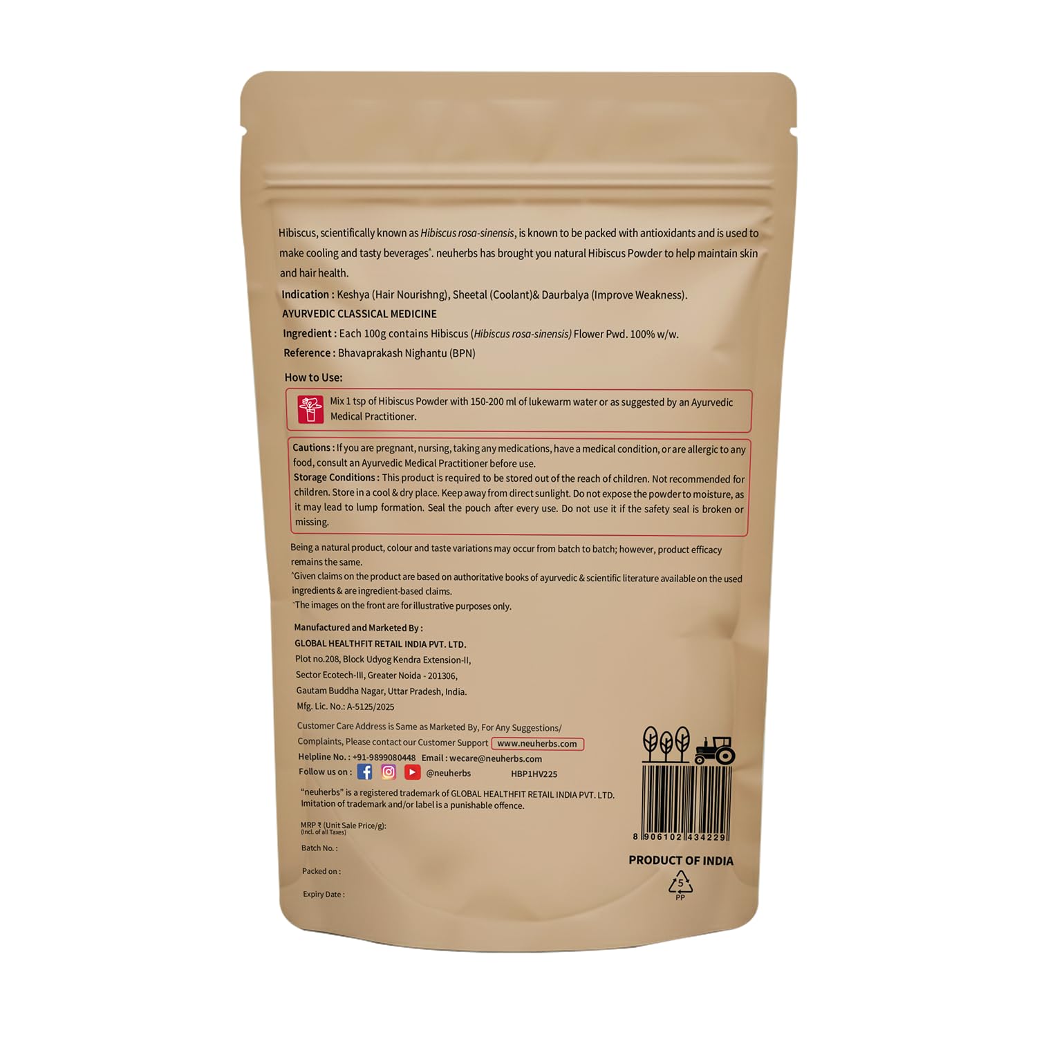 Neuherbs Organic Hibiscus Powder For Women & Men (100 gm, Pack of 1) | Ayurvedic Care To Boost Skin & Hair Health | 100% Natural & Vegan Friendly | Rich in Antioxident & Vitamin C | No Additives