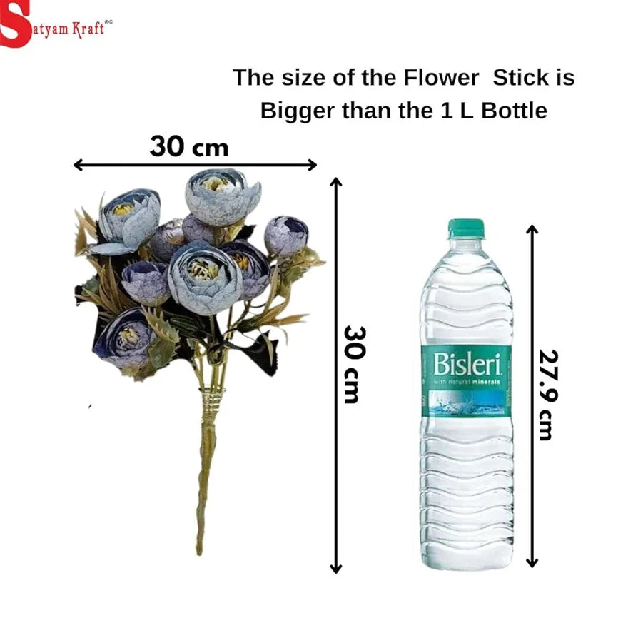 2 Pcs Artificial Rose Flower Sticks Dark Blue