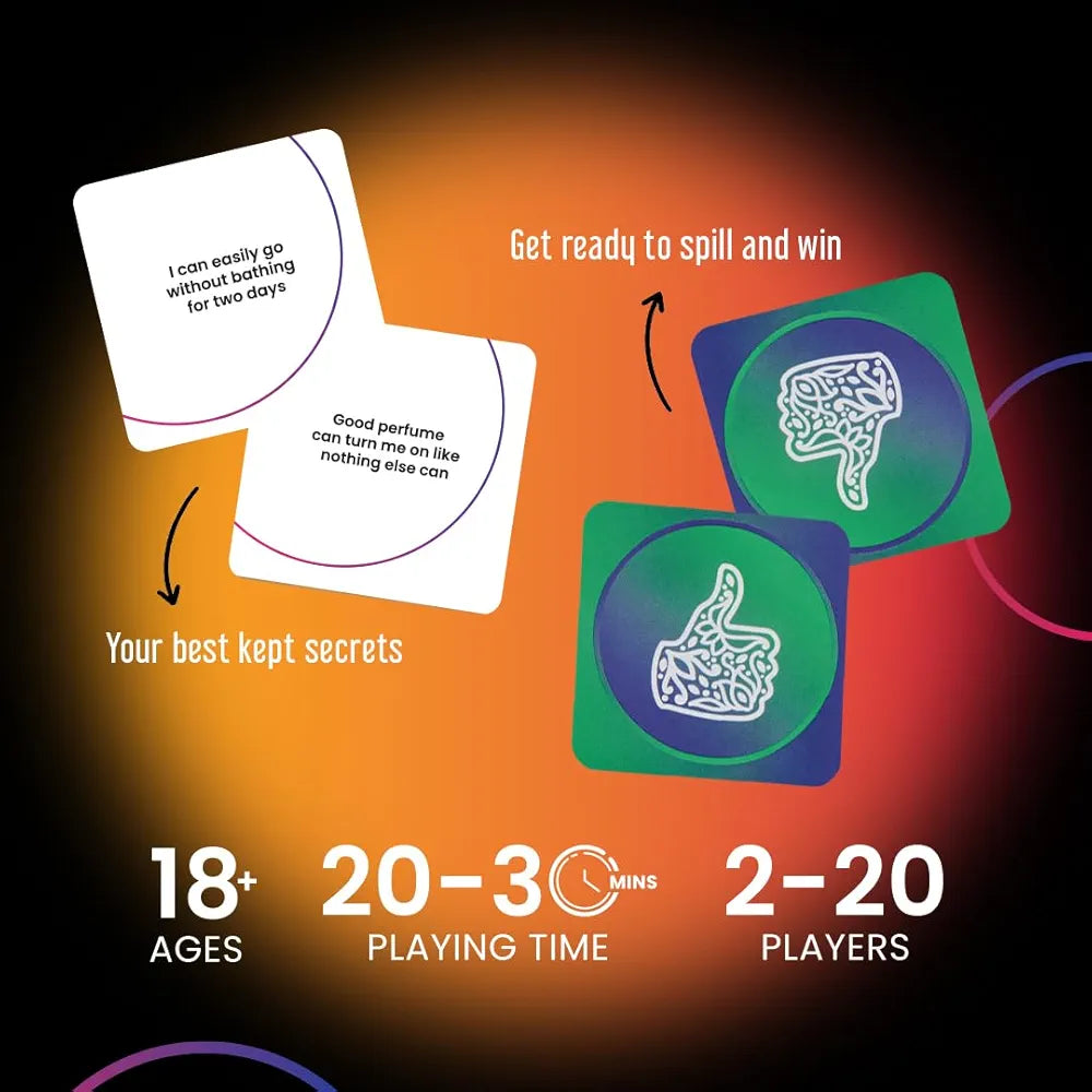 Binca Spill Party Game for Adults, A Game of Spilling Secrets, Adult Card Games for Parties, Friends, and Entertainment - Ages 18+