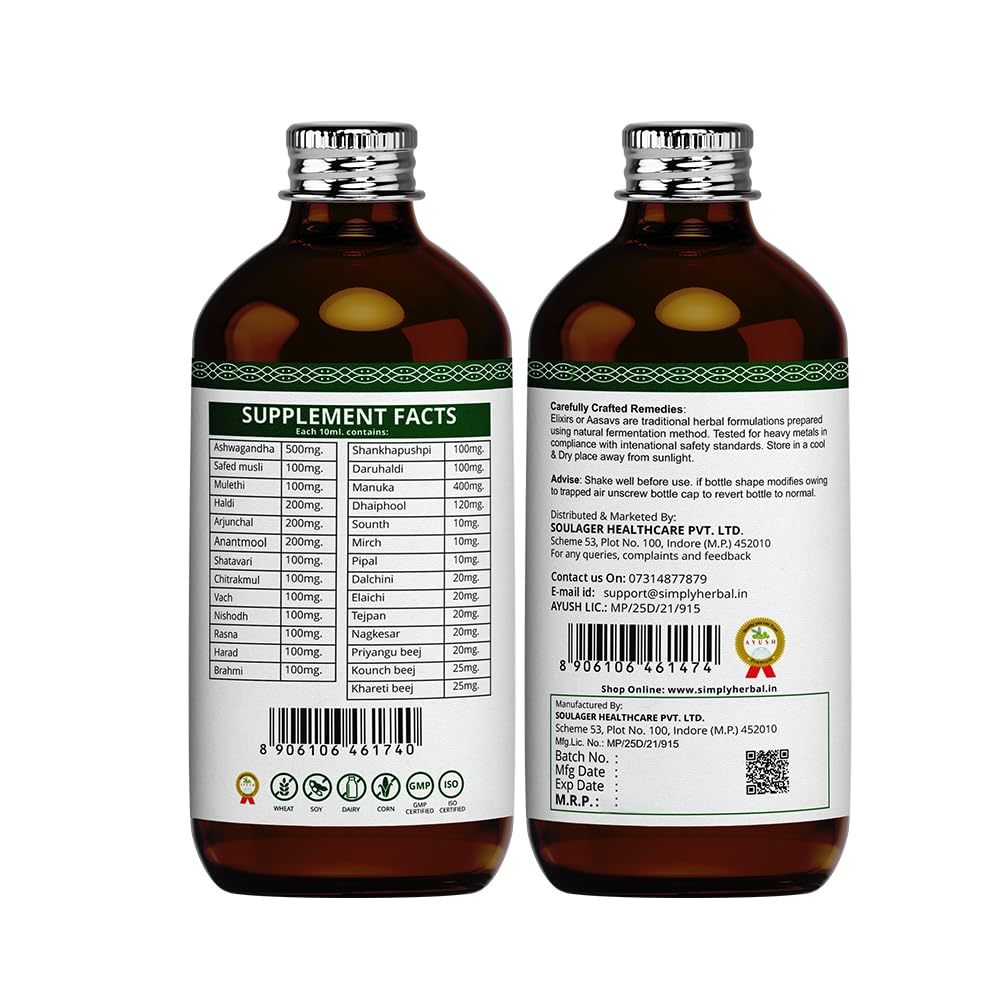 Simply Herbal Super Women Elixir for Women's Menstrual Health, Reflief in PCOD & PCOS, Controls Mood Swing, Abdominal Cramps (Pack of 1-450 Ml Each)