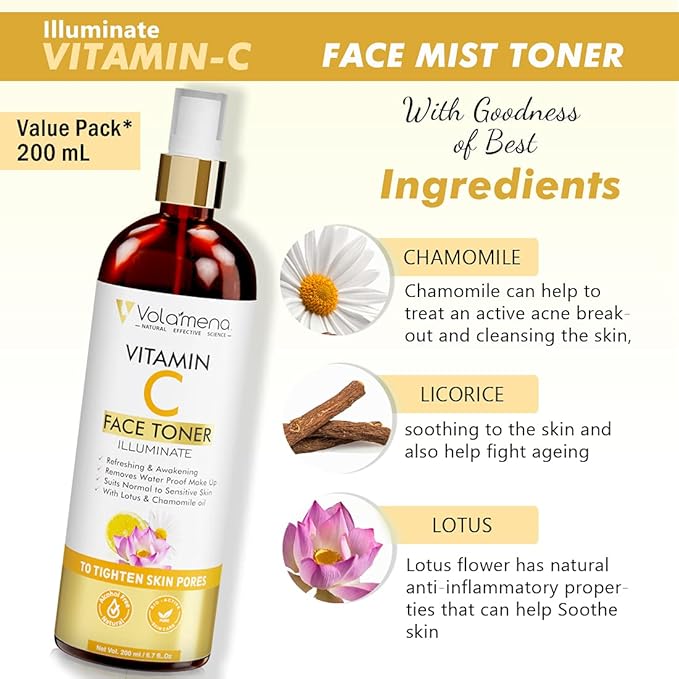 Volamena Vitamin C Face Toner for Glowing & Brightening Skin - 200 ml