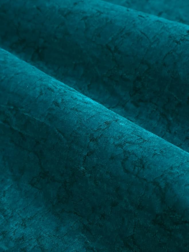 Cortina 2 Piece Solid Design Panel Eyelet Velvet Door Curtains | 7 Feet | Aqua
