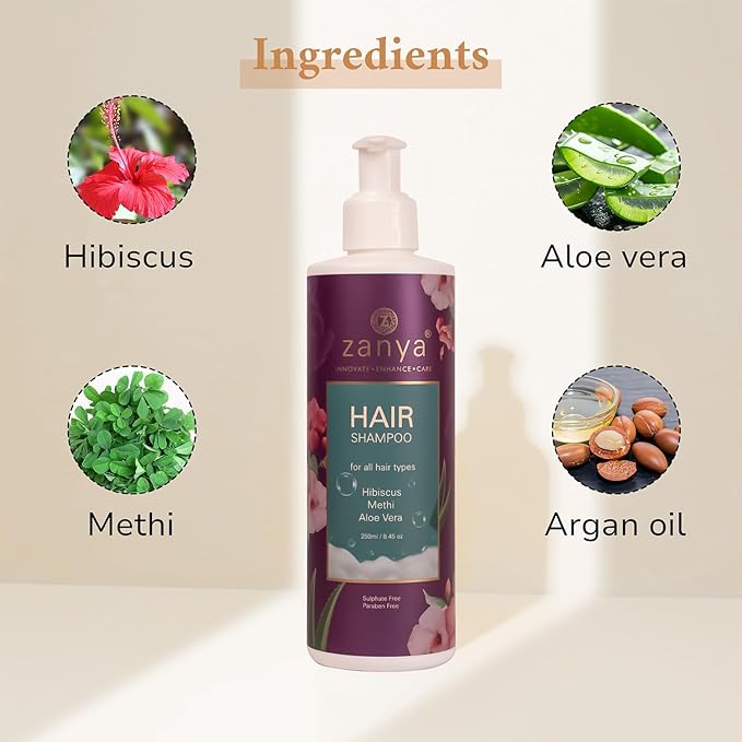 Zanya Anti Hair Fall Shampoo Reduces Hair Fall and Breakage - 250 Ml