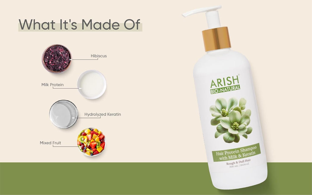 Arish Bio-natural Milk and Keratin Hair Protein Shampoo - 300 Ml