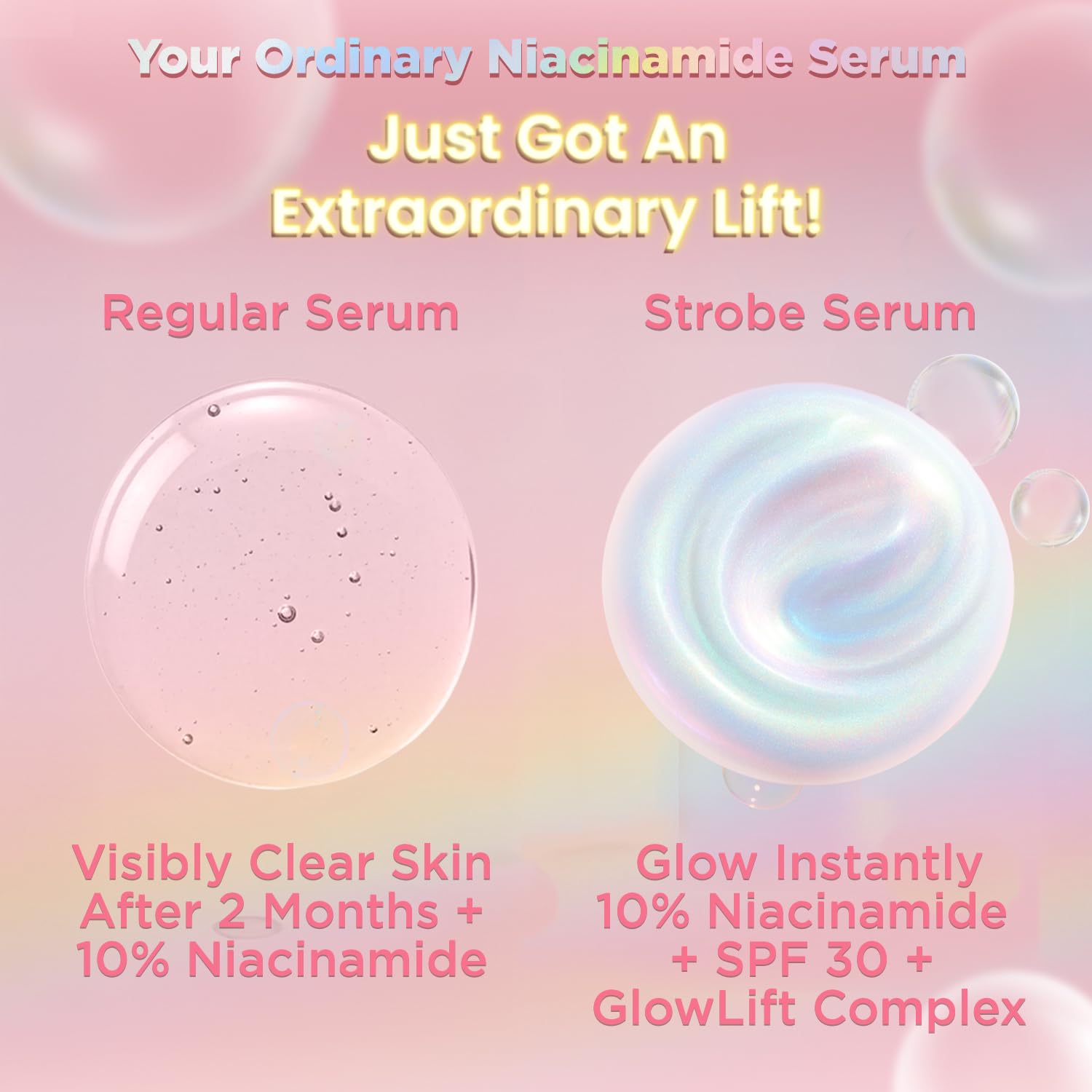 FACES CANADA Strobe Serum Mini - 15ml | Brightening Serum + Strobe Cream + SPF 30 Sunscreen | 10% Niacinamide | Removes Dark Spots & Hyperpigmentation | GlowLift Complex | Instant Glow
