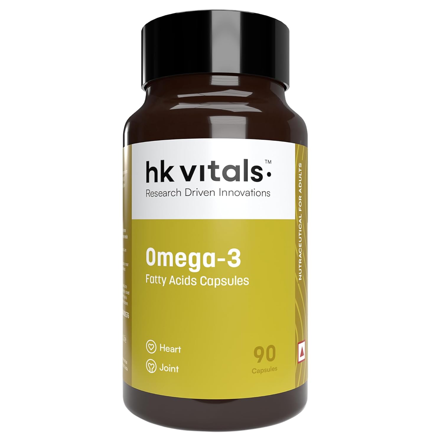 Hk vitals Omega 3 (90 Fish Oil Capsules) | 1000mg Omega 3 with 180mg EPA & 120mg DHA | For Brain, Heart, Eyes, and Joints Health