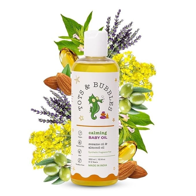 Tots & Bubbles Calming Baby Massage Oil with Sweet Almond & Olive Oil - 300 ml