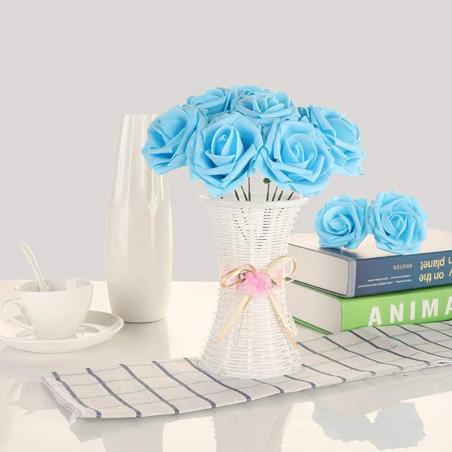 Artificial Roses Flowers Real Looking Fake Roses Artificial Foam Roses Blue