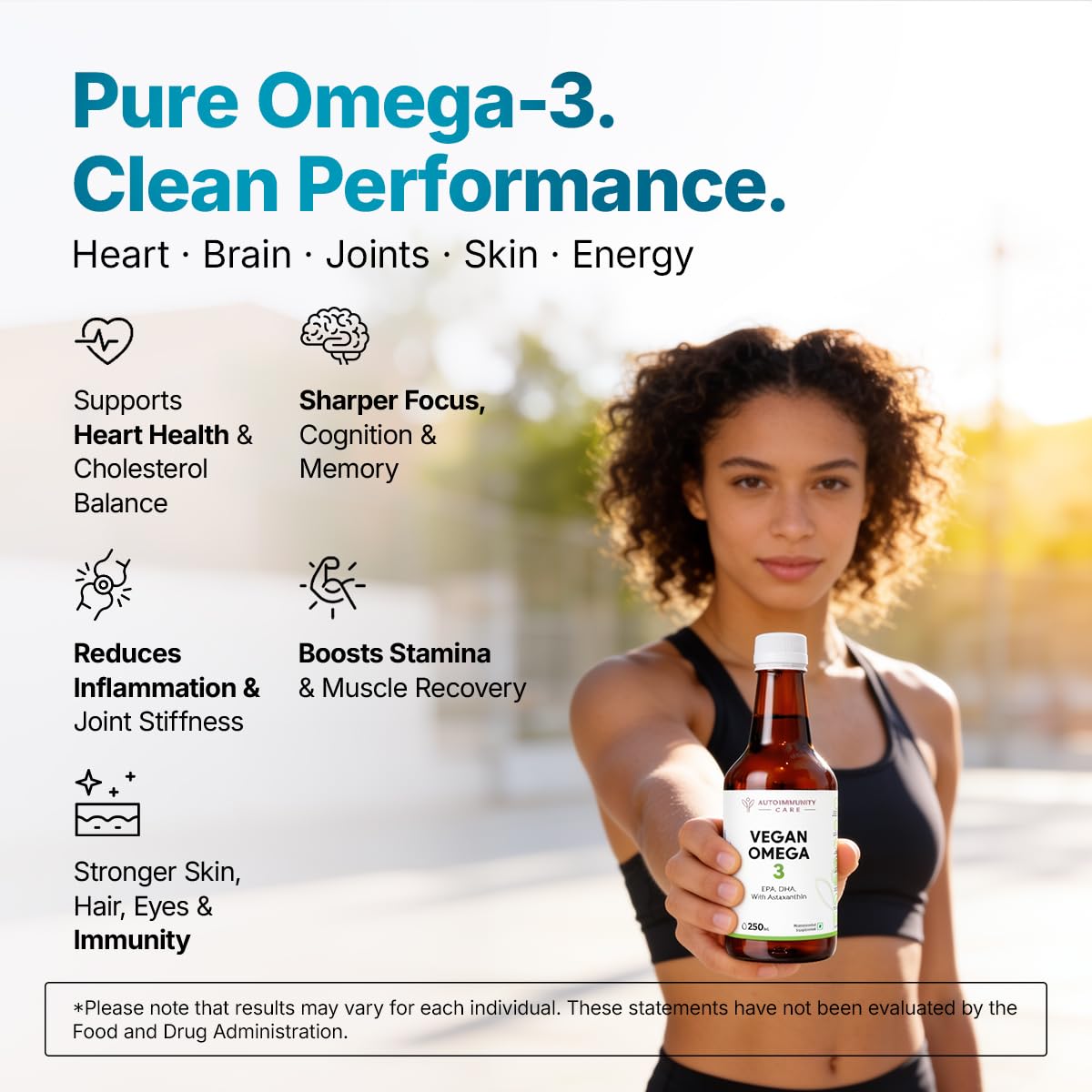 Autoimmunity Care Vegan Omega 3 Oil â€“ Algal Oil Omega-3 with EPA DHA & Astaxanthin | Veg Omega3 Supplement for Heart, Brain, Eyes, Skin & Joints | Better than Fish Oil Omega3 | High EPA DHA | 25 Servings