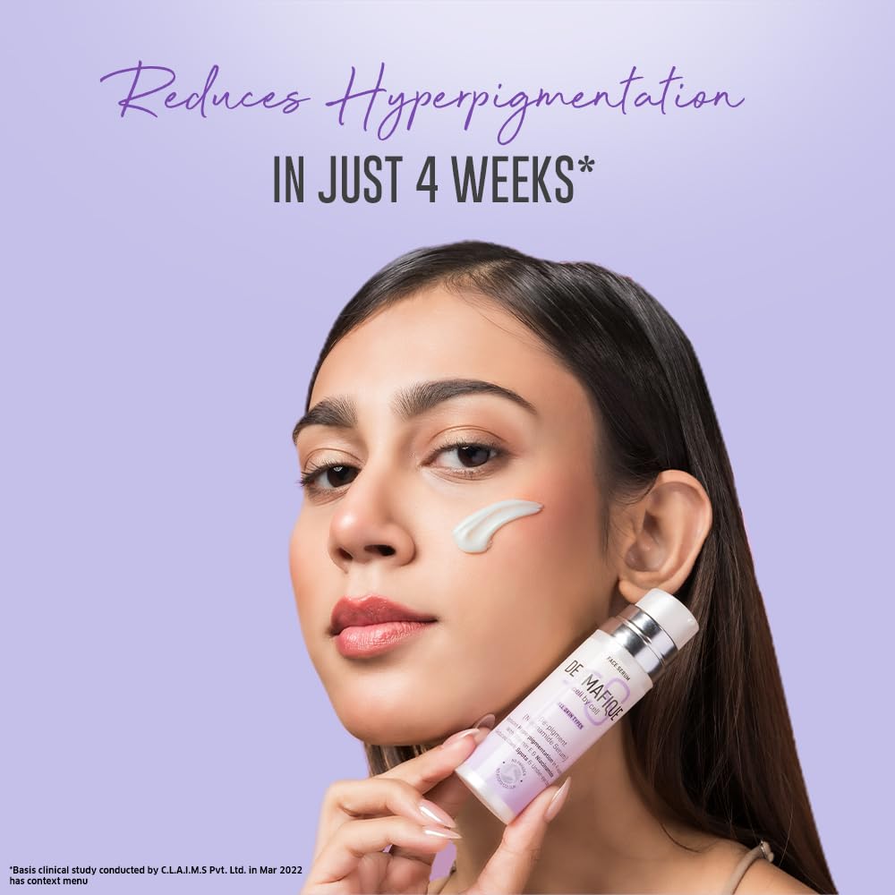 Dermafique De-Pigment Serum 30ml | Niacinamide, Hyaluronic Acid | Reduces Pigmentation in 4 weeks | Reduces Dark Spots, Inflammation, Under eye bags, Sun exposure effects | Dermat Tested on Indian Skin