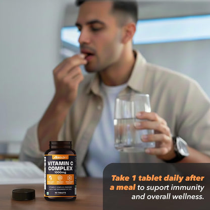 Boldfit Vitamin C Tablets for Men and Women Vitamin C Supplement with Amla Orange Extract and Zinc Immunity Booster Tablets for SkinCare, Antioxidant and Energy - 60 Veg Tablets