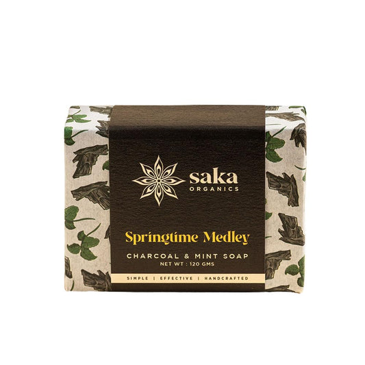 Saka Organics Springtime Medley Handmade Charcoal and Mint Soap - 120 gms Each (Pack of 2)
