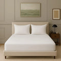 Trance Home Linen 300 TC Bamboo Fitted Queen Size Bedsheet Soft Breathable & Eco-Friendly Bedsheet with 2 Pillow CoverColour  White