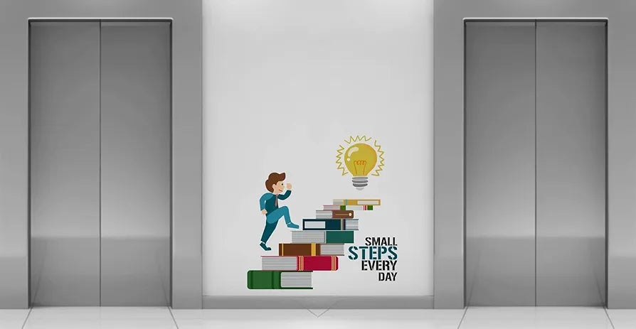 Rawpockets Small Steps Every Day Motivation Quote Wall Reusable Self-Adhesive Sticker