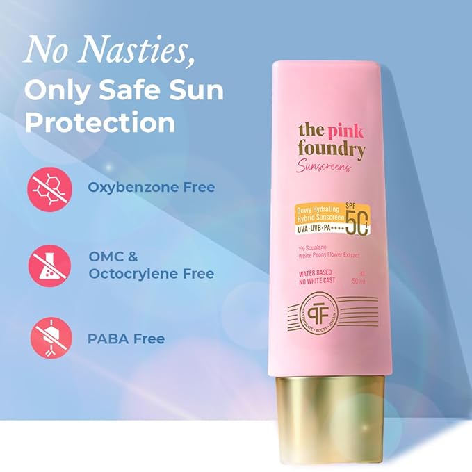 The Pink Foundry Dewy Hydrating Hybrid Sunscreen SPF 50+ | UVA UVB PA++++ | 50 Ml