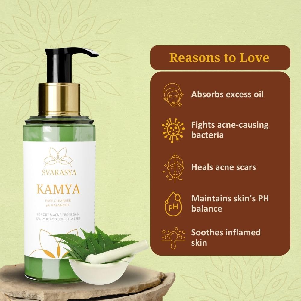 Svarasya Kamya Salicylic Acid and Tea-Tree Natural for Oily, Sensitive Glowing Skin Facewash for Men and Women|100ml