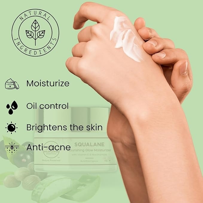 Wildflower Essentials Squalane Niacinamide & Vitamin E Glow Moisturizer - 50 gms