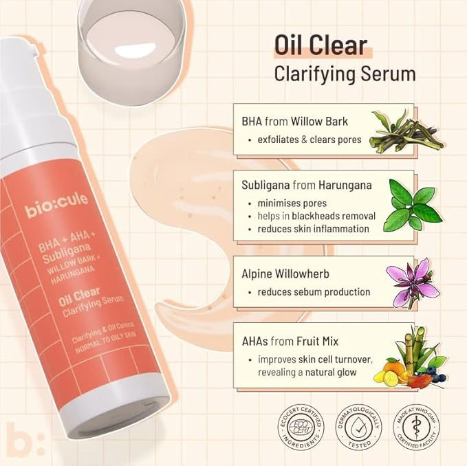 Biocule Oil Clear Clarifying Serum AHA BHA Serum - 30 ml